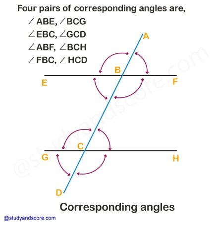 bisector of an angle, Acute angle, right angle, obtuse anfle, straight angle, reflex angle, full angle, complete angle, types of angles, pairs of angles, corresponding angles, adjacent angles, internal angles, linear pair, complementary angles, supplementary angles, vertically opposite angles, alternate angles